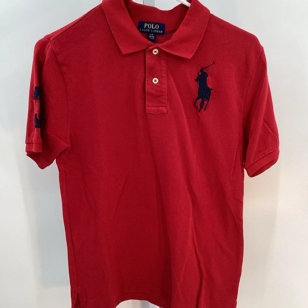 Boys Polo Ralph Lauren Big Pony Short Sleeve‎ Golf Polo- Red- Lg (14/16)